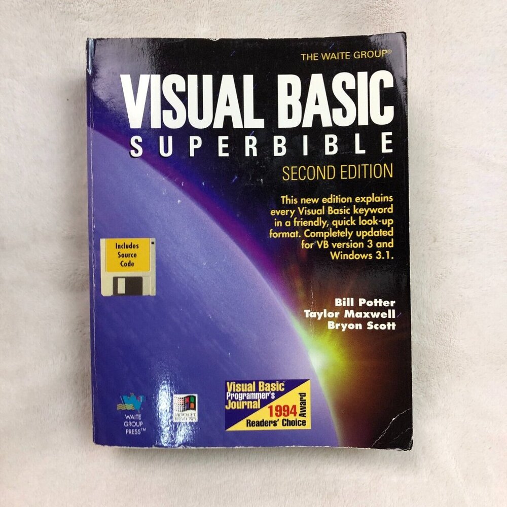 1994 Visual Basic Super Bible Second Edition Potter Maxwell Scott w/ Floppy Disk